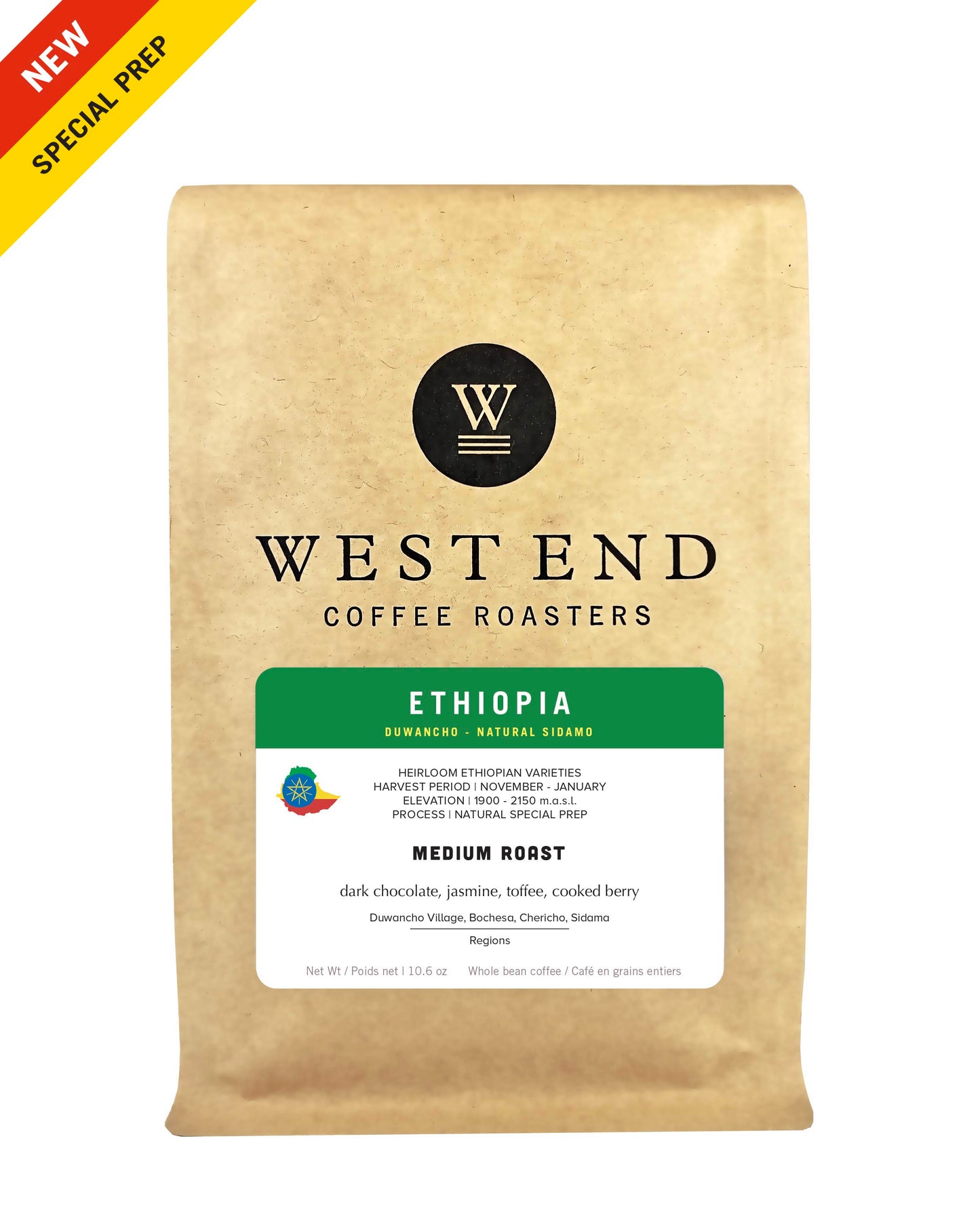 Ethiopa Duwancho Natural Special Prep - medium roast - West End Coffee Roasters