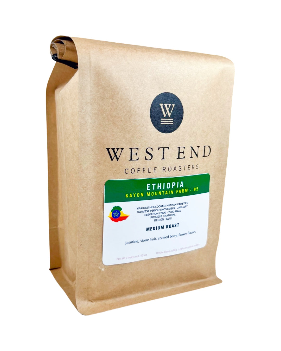 Ethiopia Organic Guji Kayon Mountain Farm - 85 - medium roast - West End Coffee Roasters